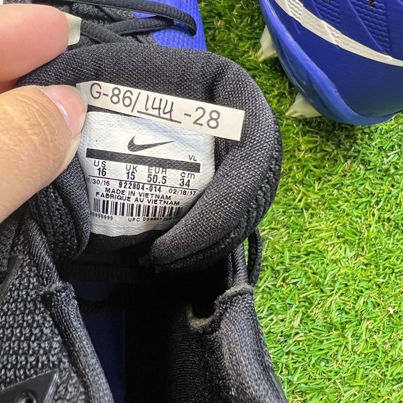 Nike Alpha Menace‎ Elite 2 Cleats Size 16 Black Blue White Football Shoes - Picture 5 of 6